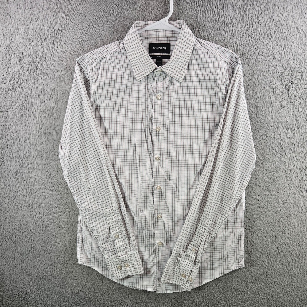 Bonobos Mens Slim Fit Long Sleeve Graph Check Stretch Button Down Shirt Medium